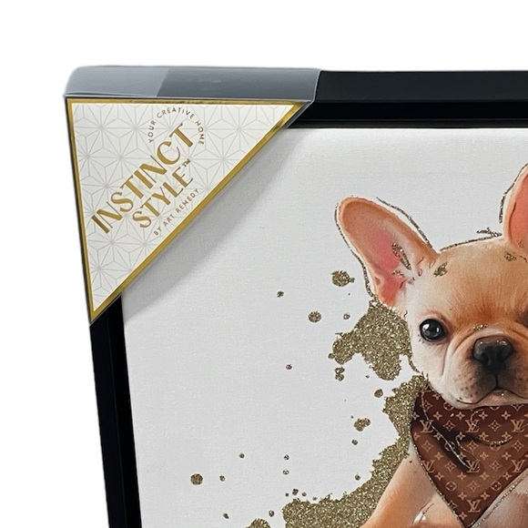 NEW Frenchie on a Stack of Luxury Designer Books Framed Canvas Art 11x14 - Picture 5 of 6